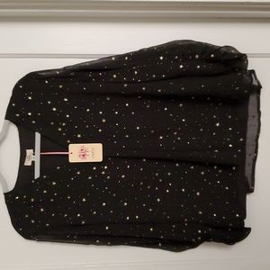 Black blouse with gold shimmery stars